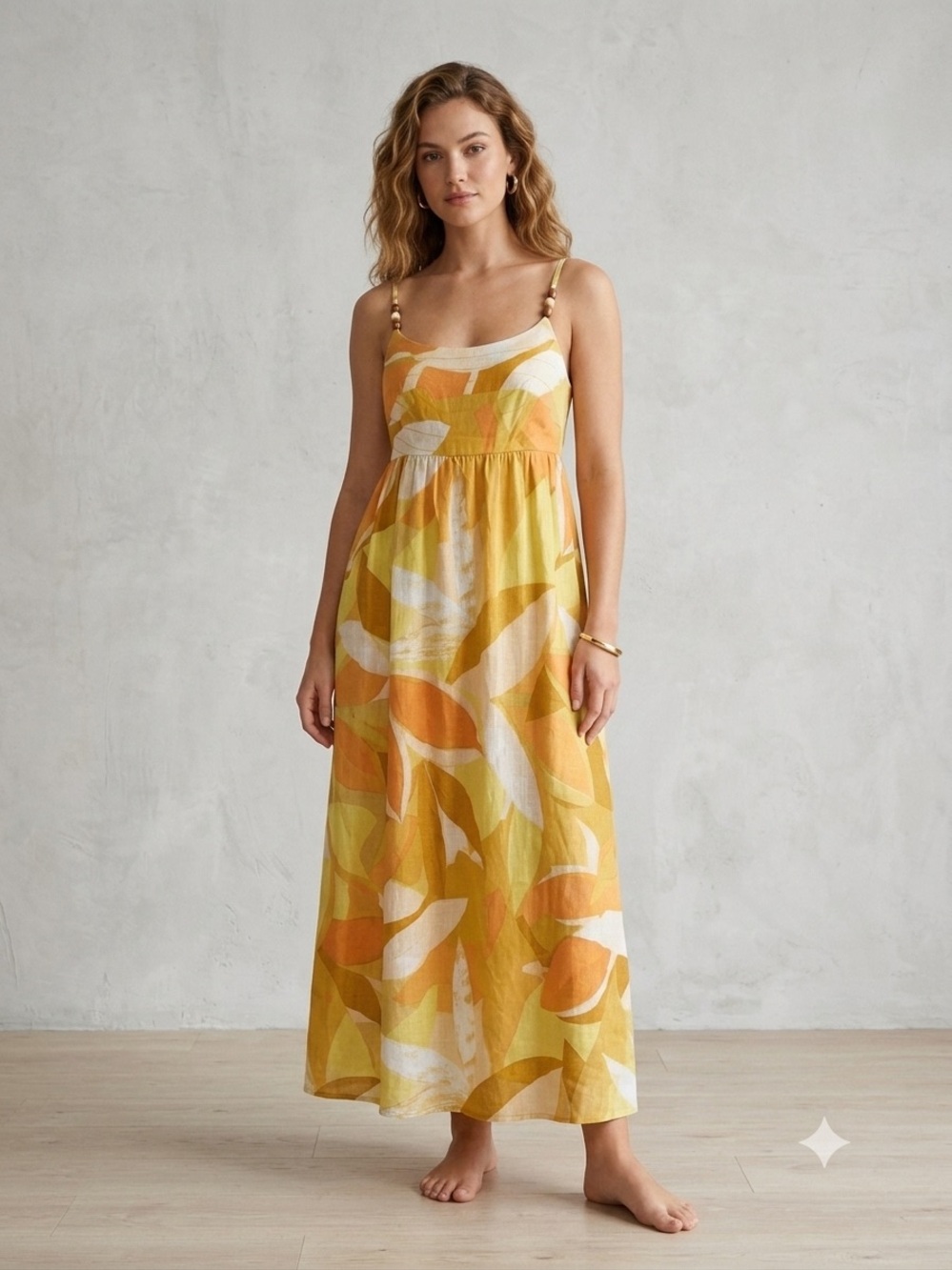 1. State Yellow & Orange Printed Maxi Dress